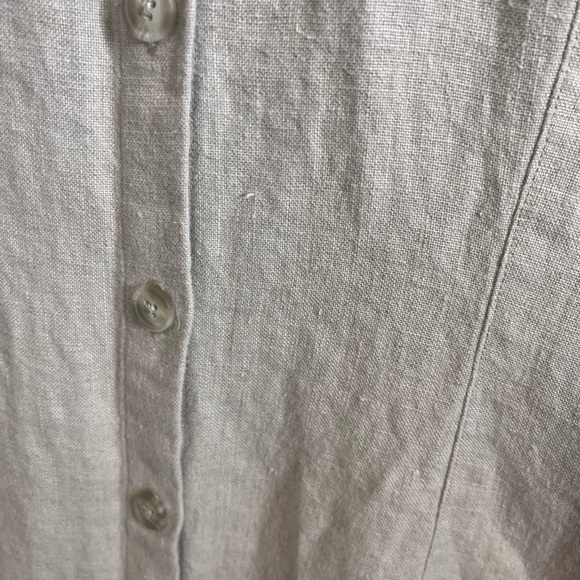 Vintage GEOFFREY BEENE SPORT Beige 100% Linen Collared Maxi Shirt Dress Size 4 - Picture 6 of 8
